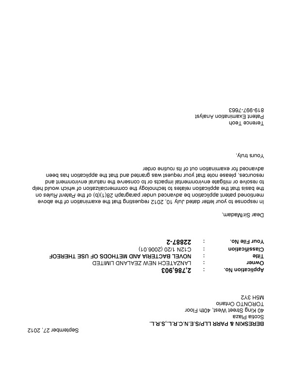 Canadian Patent Document 2786903. Prosecution-Amendment 20111227. Image 1 of 1
