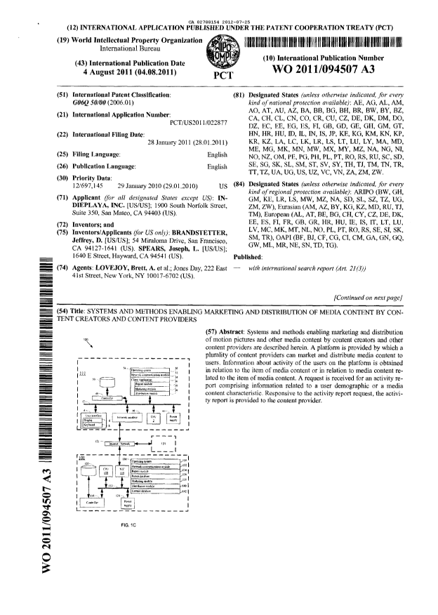 Document de brevet canadien 2788154. PCT 20120725. Image 1 de 16