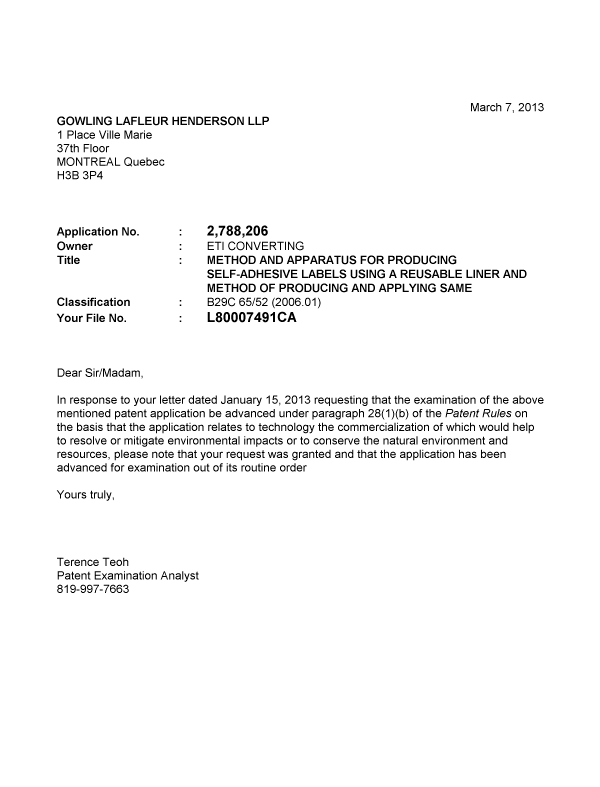 Document de brevet canadien 2788206. Poursuite-Amendment 20121207. Image 1 de 1
