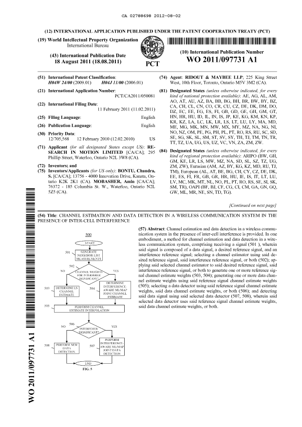 Document de brevet canadien 2788698. Abrégé 20120802. Image 1 de 2