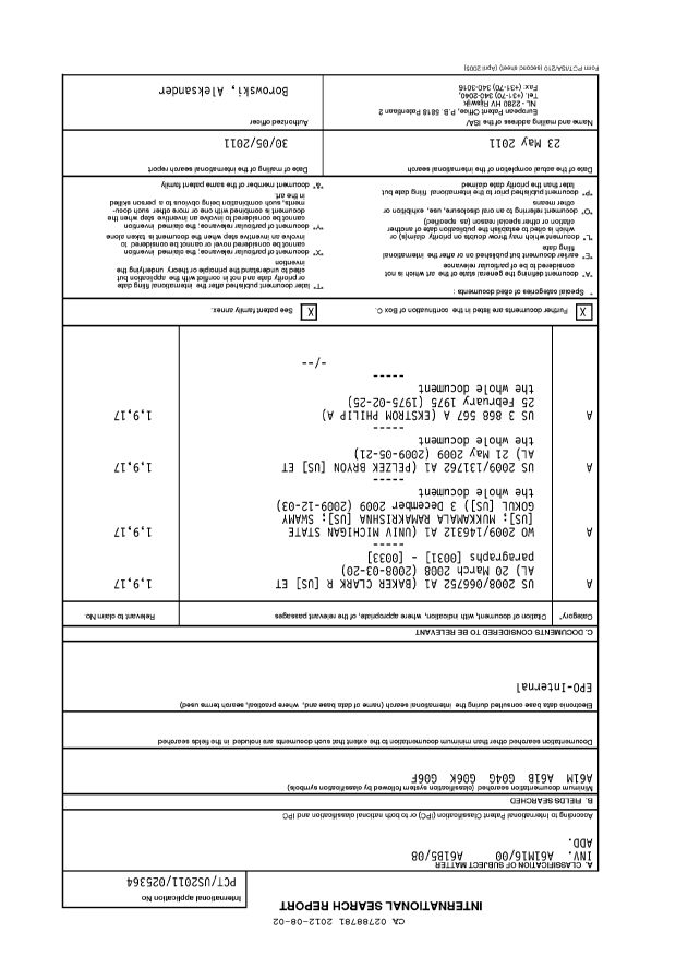 Canadian Patent Document 2788781. PCT 20120802. Image 1 of 3