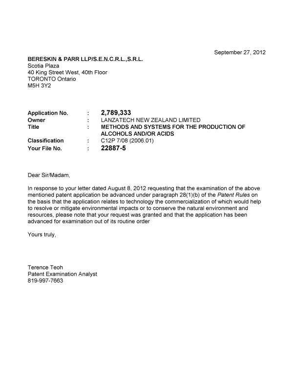 Document de brevet canadien 2789333. Poursuite-Amendment 20111227. Image 1 de 1
