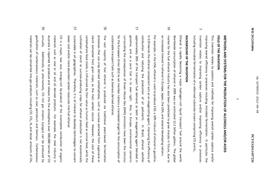 Document de brevet canadien 2789333. Description 20120808. Image 1 de 32