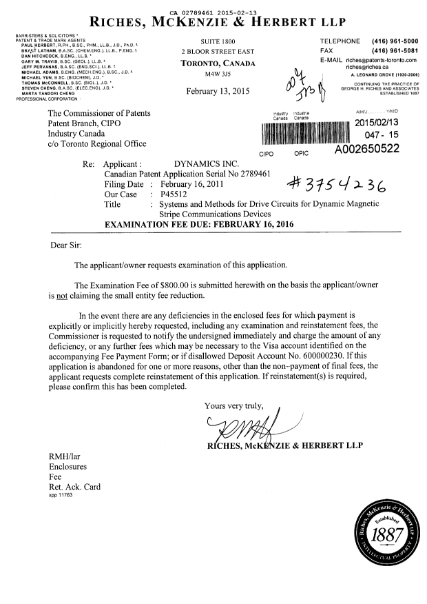 Canadian Patent Document 2789461. Prosecution-Amendment 20141213. Image 1 of 1