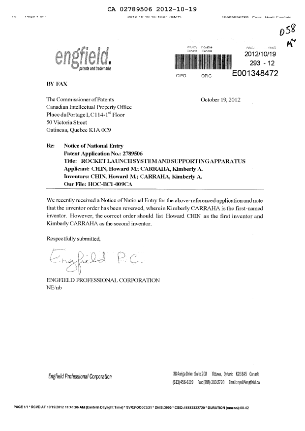 Canadian Patent Document 2789506. Correspondence 20111219. Image 1 of 1