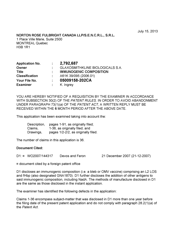 Canadian Patent Document 2792687. Prosecution-Amendment 20121215. Image 1 of 4