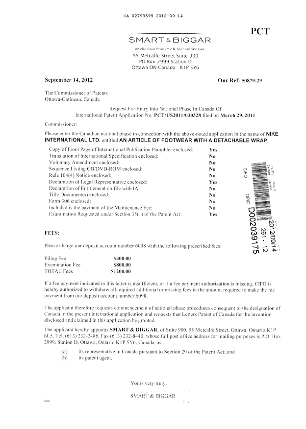 Document de brevet canadien 2793599. Cession 20120914. Image 1 de 2