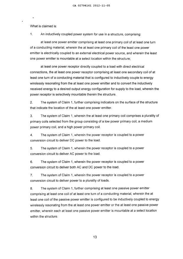 Document de brevet canadien 2794161. Revendications 20121105. Image 1 de 2
