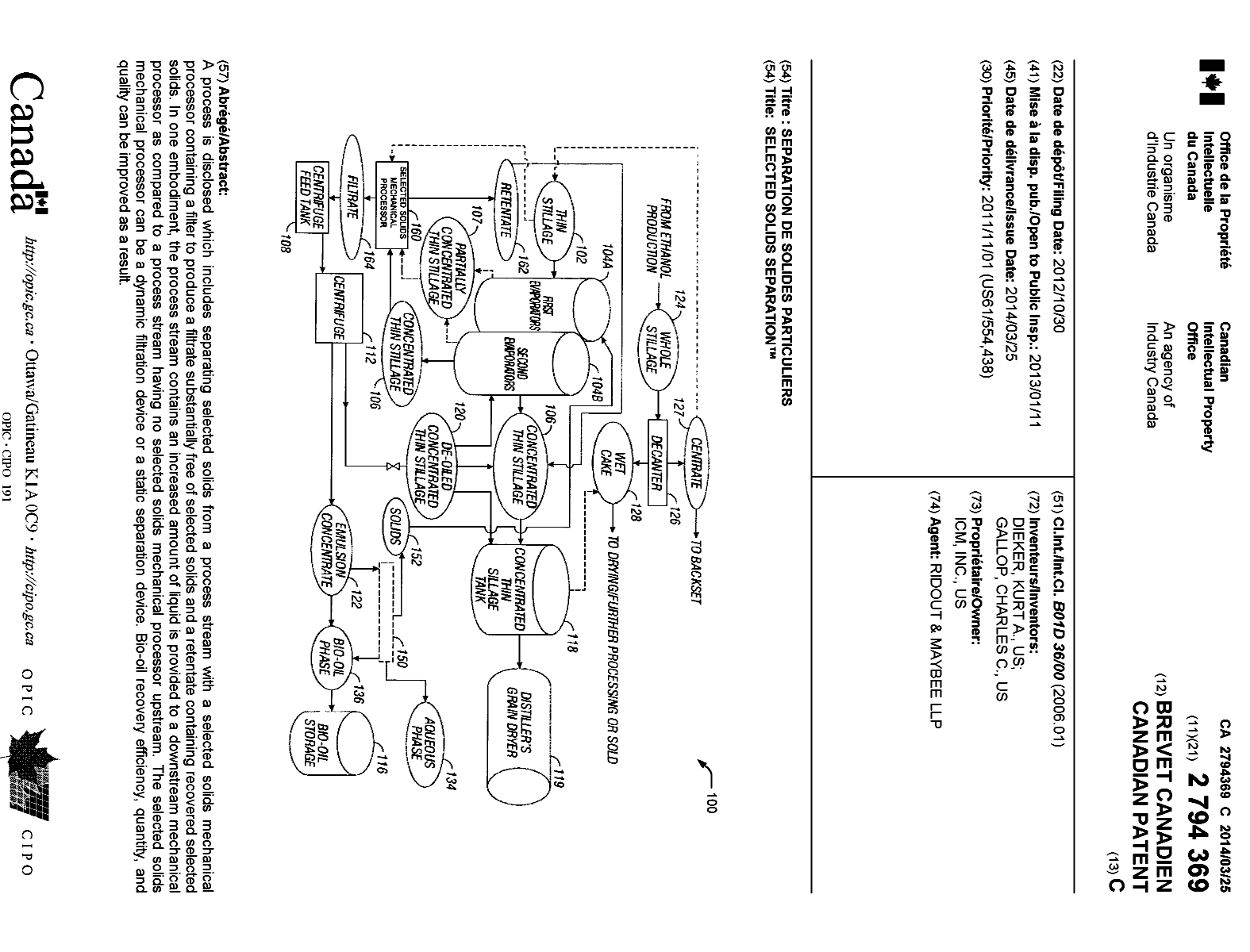 Document de brevet canadien 2794369. Page couverture 20131226. Image 1 de 1