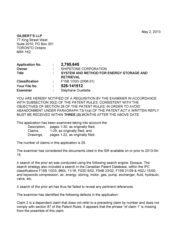 Document de brevet canadien 2795645. Poursuite-Amendment 20121202. Image 1 de 3