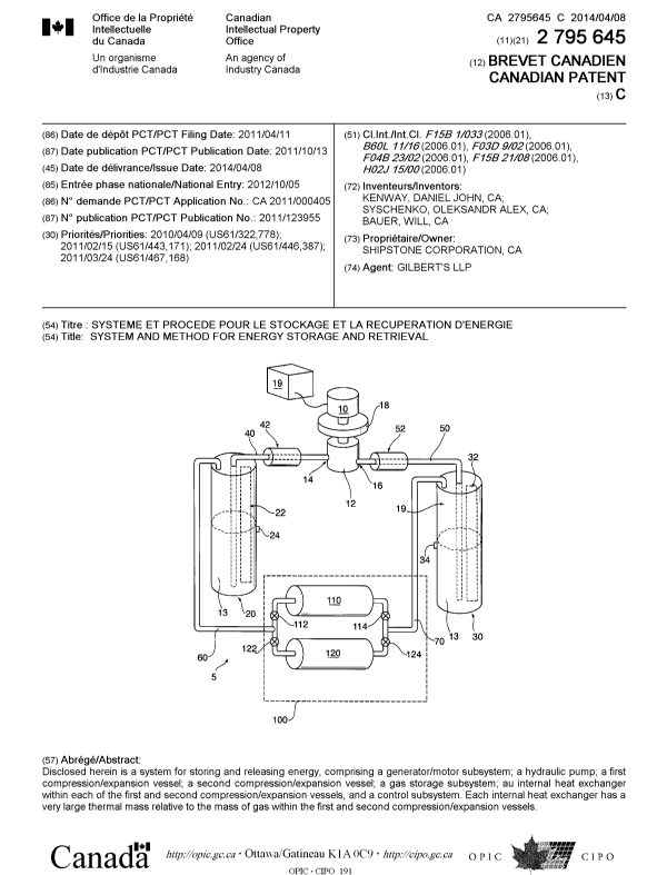 Canadian Patent Document 2795645. Cover Page 20131214. Image 1 of 1