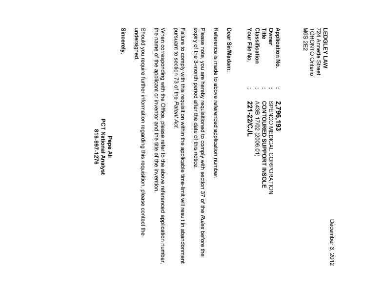 Canadian Patent Document 2796193. Correspondence 20121203. Image 1 of 1