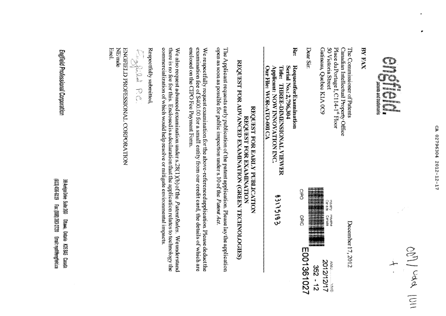 Canadian Patent Document 2796304. Prosecution-Amendment 20111217. Image 1 of 1