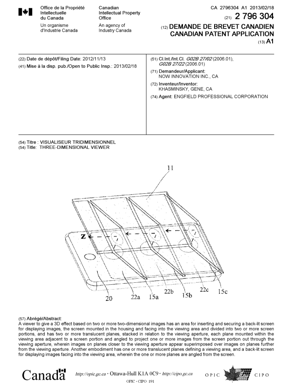 Document de brevet canadien 2796304. Page couverture 20121225. Image 1 de 1