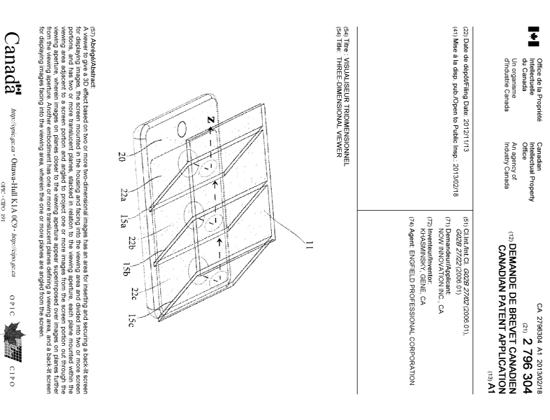 Canadian Patent Document 2796304. Cover Page 20121225. Image 1 of 1