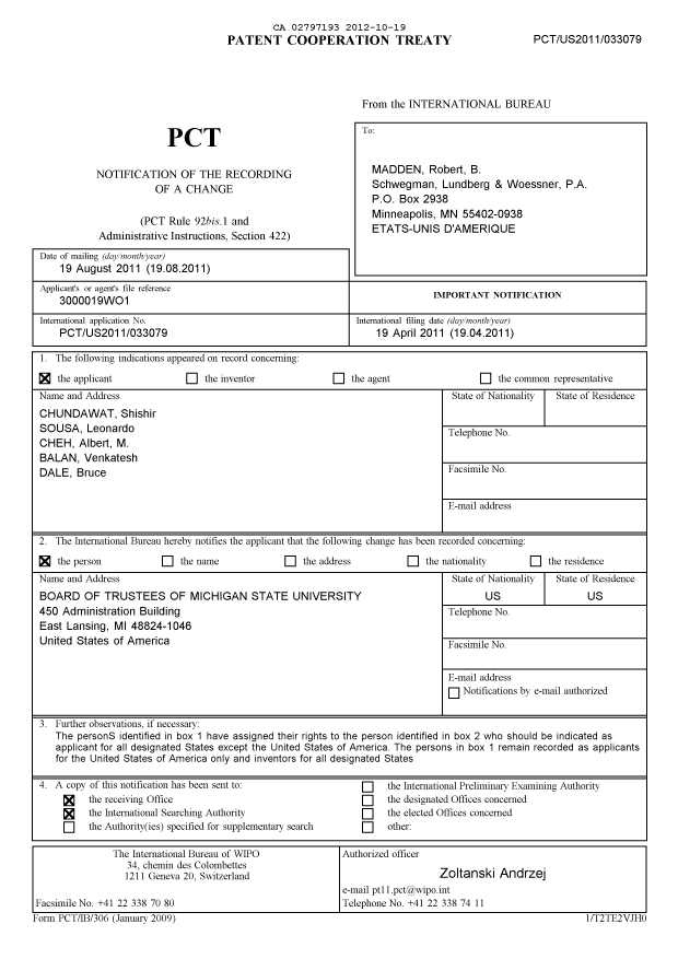 Document de brevet canadien 2797193. PCT 20111219. Image 1 de 11