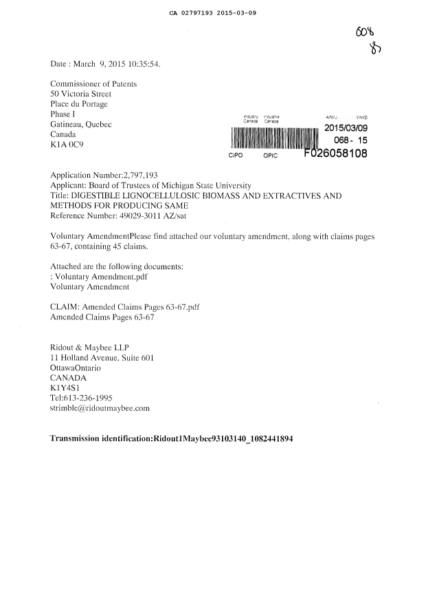Document de brevet canadien 2797193. Poursuite-Amendment 20141209. Image 1 de 8