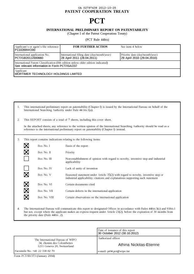 Document de brevet canadien 2797438. PCT 20121025. Image 1 de 10