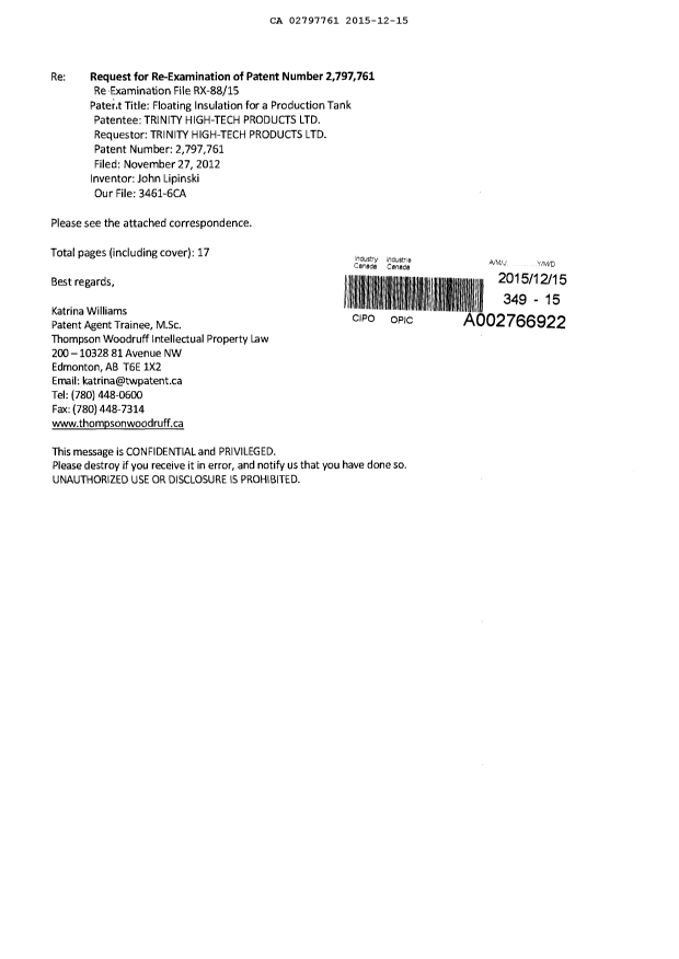 Document de brevet canadien 2797761. Poursuite-Amendment 20151215. Image 17 de 17
