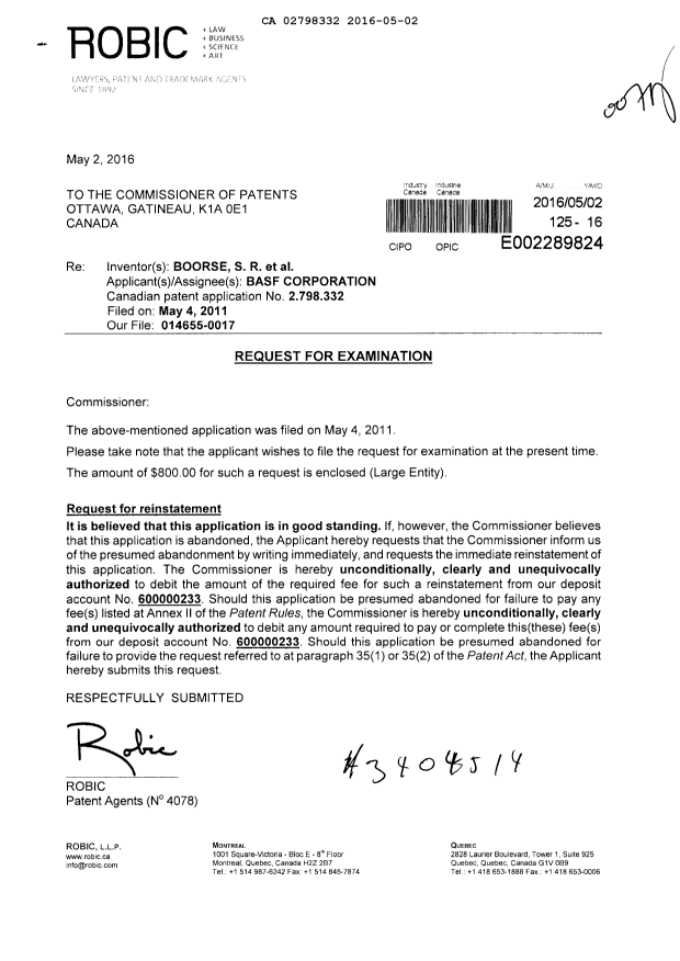 Document de brevet canadien 2798332. Poursuite-Amendment 20151202. Image 1 de 2