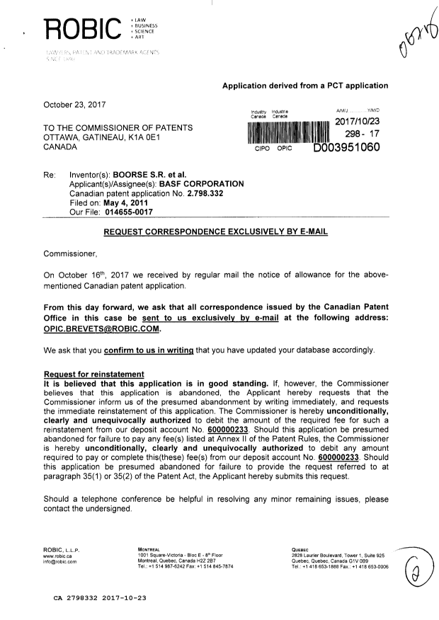 Canadian Patent Document 2798332. Correspondence 20161223. Image 1 of 2
