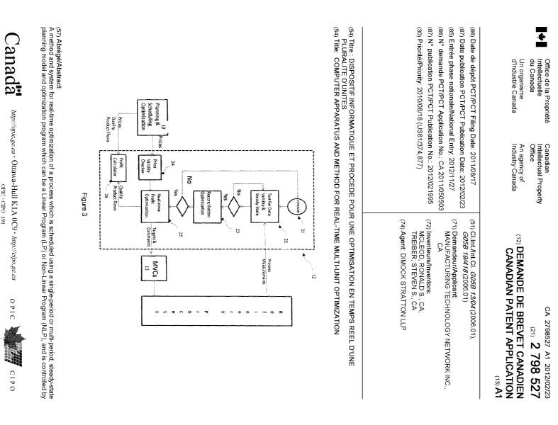 Document de brevet canadien 2798527. Page couverture 20130109. Image 1 de 2