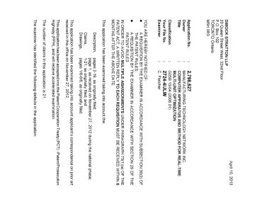 Canadian Patent Document 2798527. Prosecution-Amendment 20130410. Image 1 of 4