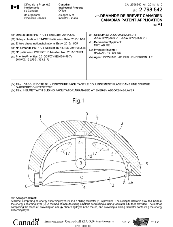 Document de brevet canadien 2798542. Page couverture 20130108. Image 1 de 1