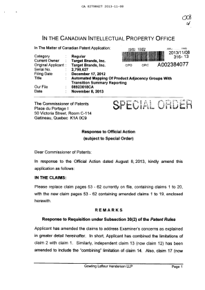 Canadian Patent Document 2798627. Prosecution-Amendment 20131108. Image 1 of 25