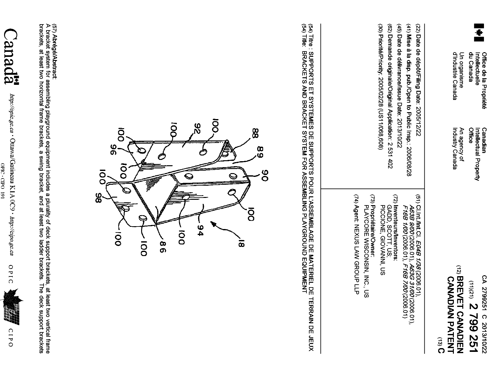 Canadian Patent Document 2799251. Cover Page 20130924. Image 1 of 2