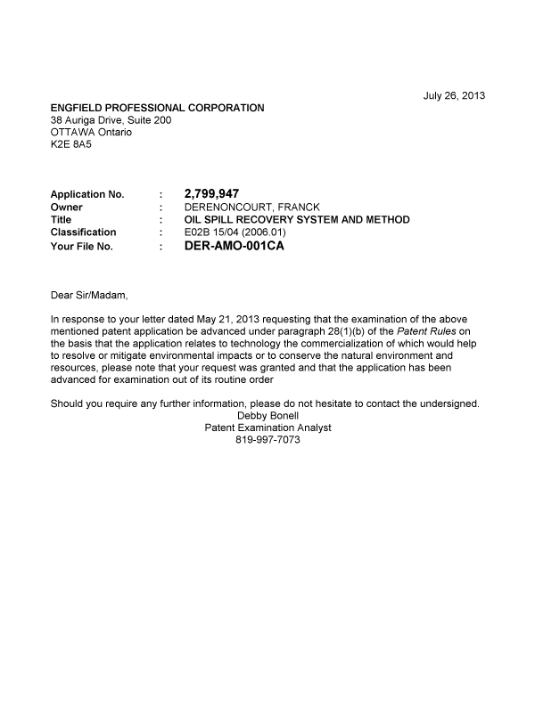 Canadian Patent Document 2799947. Prosecution-Amendment 20121226. Image 1 of 1