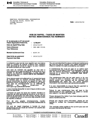 Document de brevet canadien 2799947. Courrier retourné 20191015. Image 1 de 2
