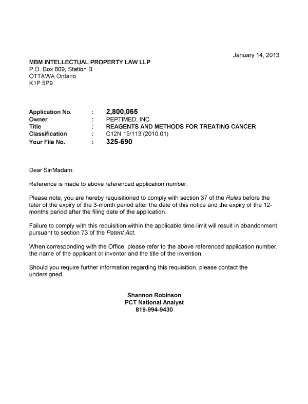 Canadian Patent Document 2800065. Correspondence 20121214. Image 1 of 1