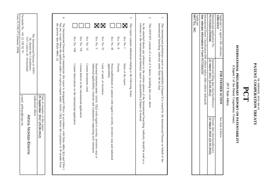 Document de brevet canadien 2800332. PCT 20120921. Image 1 de 9
