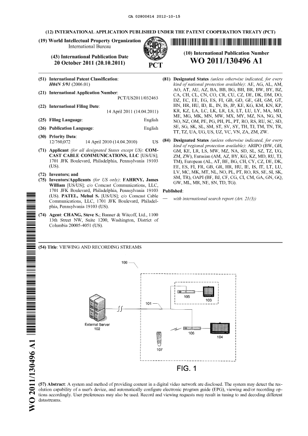 Document de brevet canadien 2800614. Abrégé 20121015. Image 1 de 1