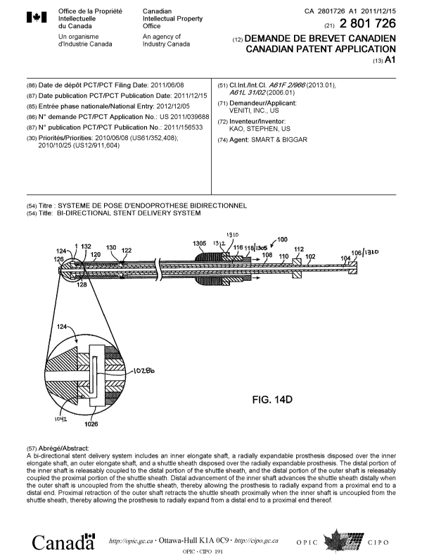 Document de brevet canadien 2801726. Page couverture 20130306. Image 1 de 1
