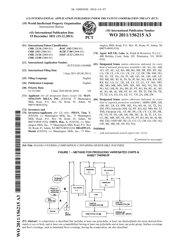 Document de brevet canadien 2802091. Abrégé 20121207. Image 1 de 2