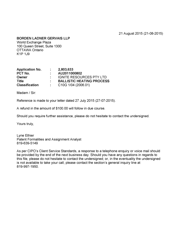 Canadian Patent Document 2803633. Correspondence 20141221. Image 1 of 1
