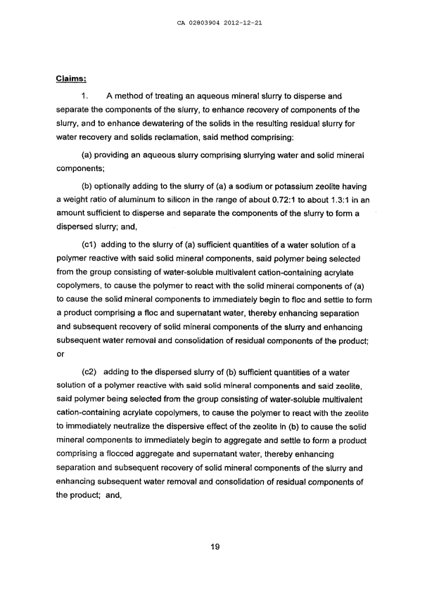Document de brevet canadien 2803904. Revendications 20111222. Image 1 de 6