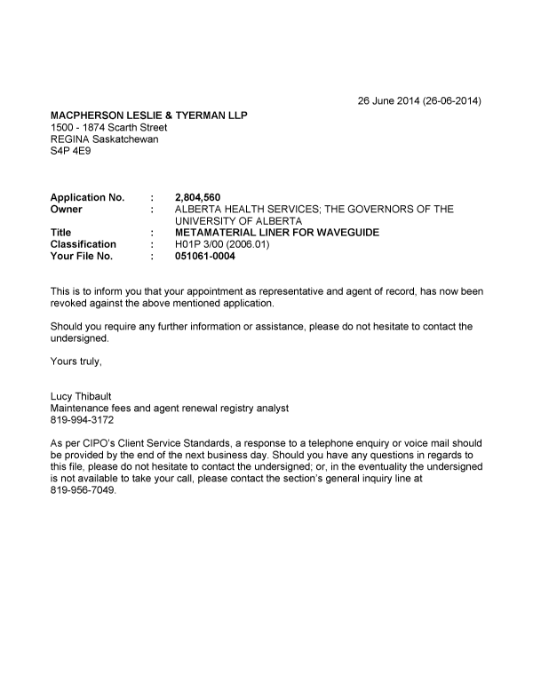 Canadian Patent Document 2804560. Correspondence 20131226. Image 1 of 1