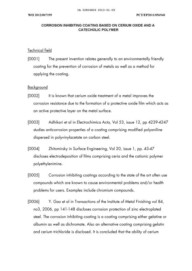 Document de brevet canadien 2804826. Description 20121209. Image 1 de 23