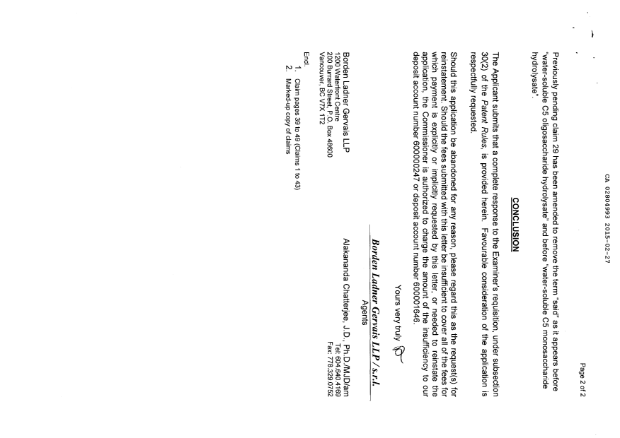 Document de brevet canadien 2804993. Poursuite-Amendment 20141227. Image 2 de 26