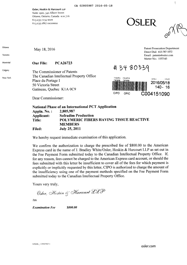 Canadian Patent Document 2805987. Prosecution-Amendment 20151218. Image 1 of 1