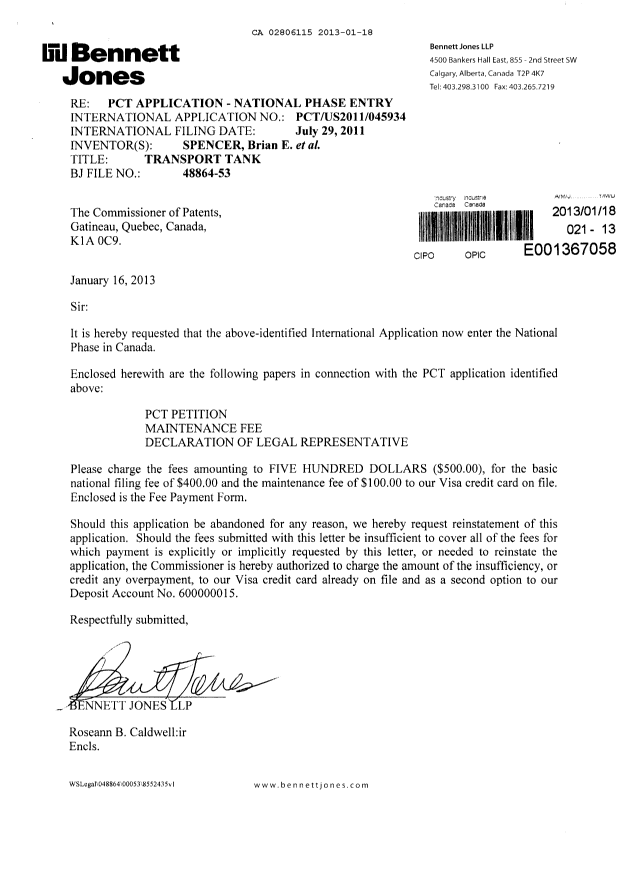 Document de brevet canadien 2806115. Cession 20130118. Image 1 de 4