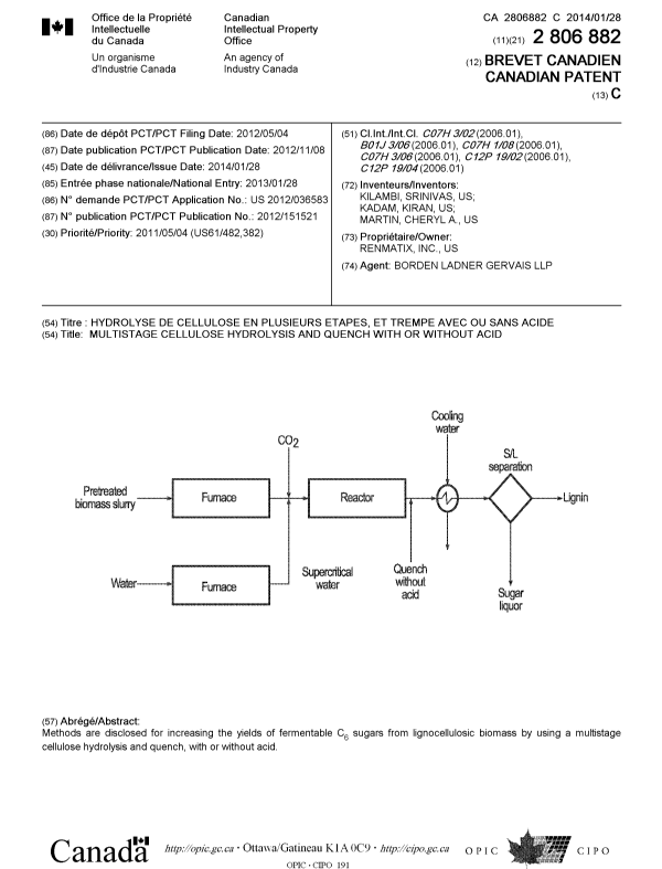 Document de brevet canadien 2806882. Page couverture 20140108. Image 1 de 1