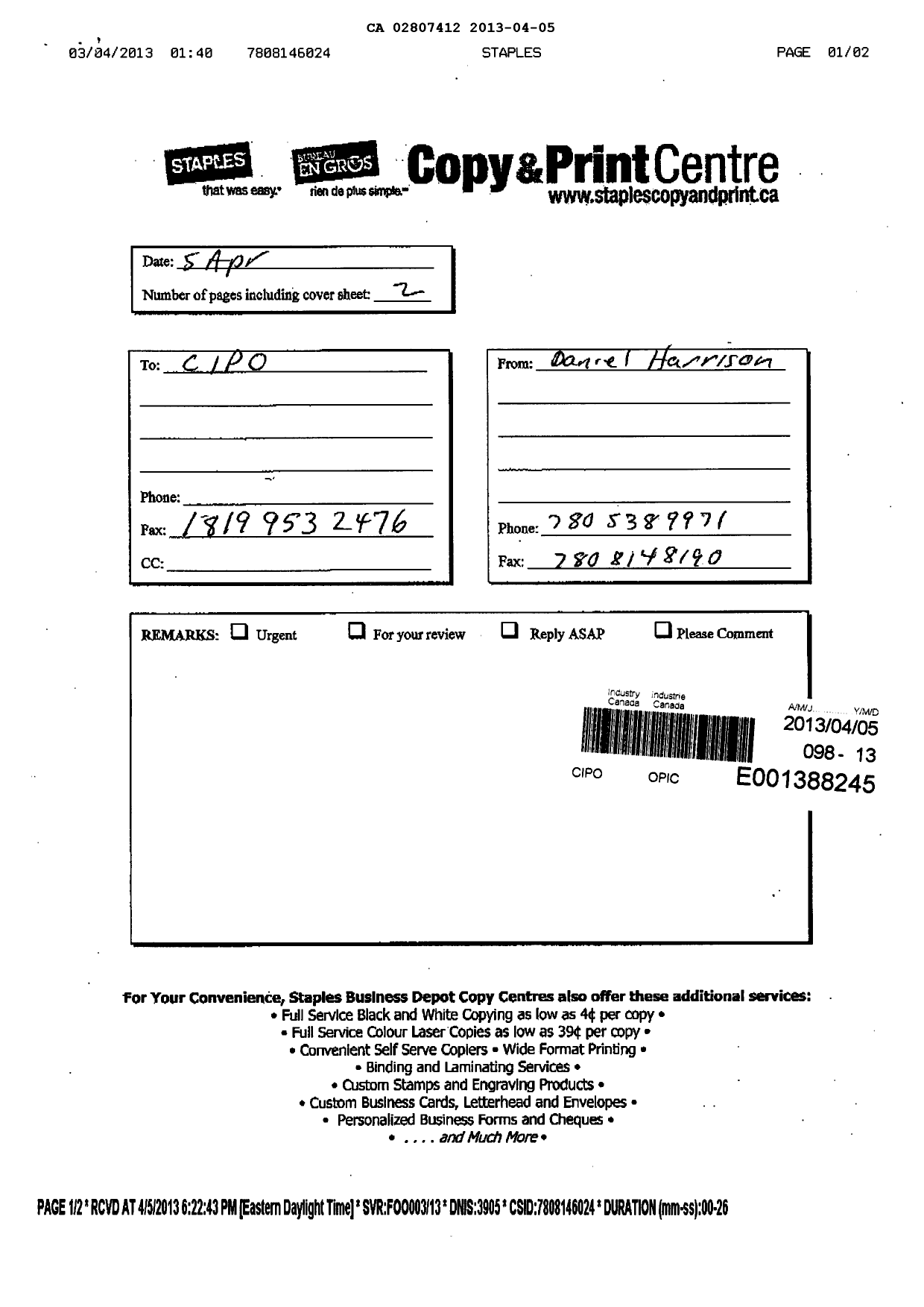 Canadian Patent Document 2807412. Prosecution-Amendment 20121205. Image 2 of 2