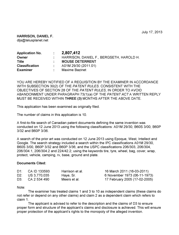 Canadian Patent Document 2807412. Prosecution-Amendment 20121217. Image 1 of 8