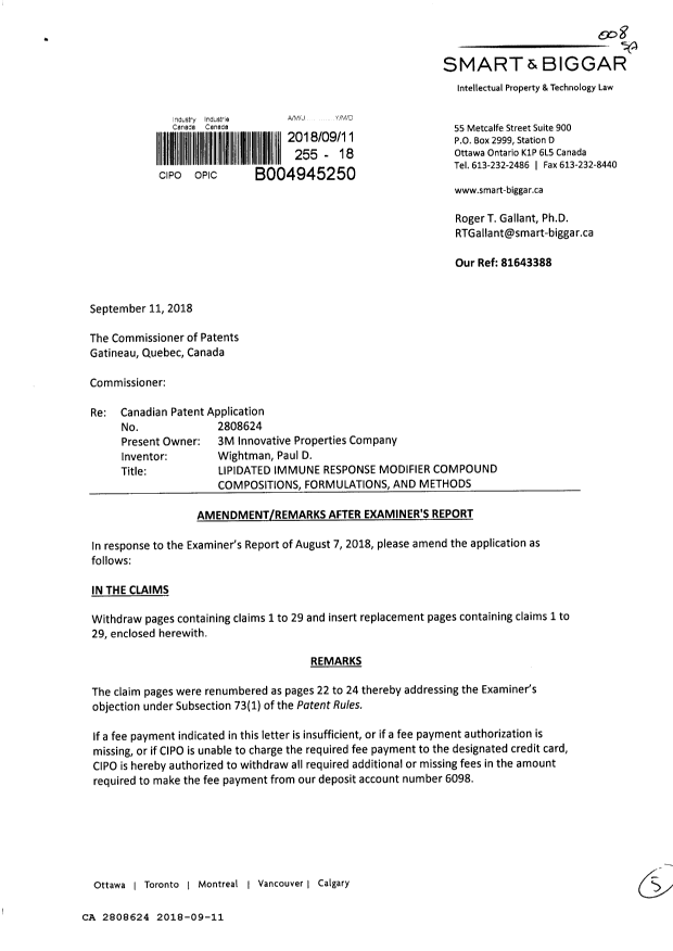 Canadian Patent Document 2808624. Prosecution-Amendment 20171211. Image 1 of 5