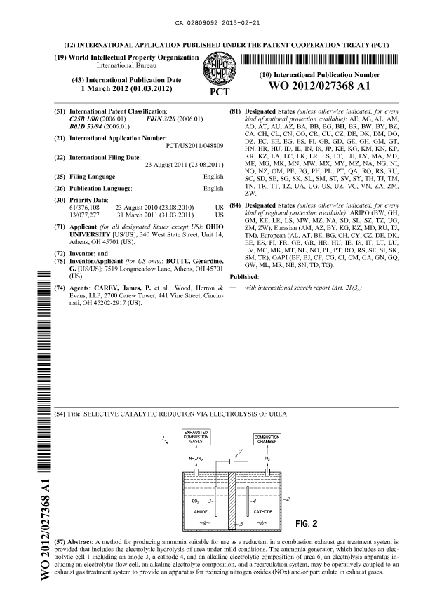 Document de brevet canadien 2809092. Abrégé 20130221. Image 1 de 1