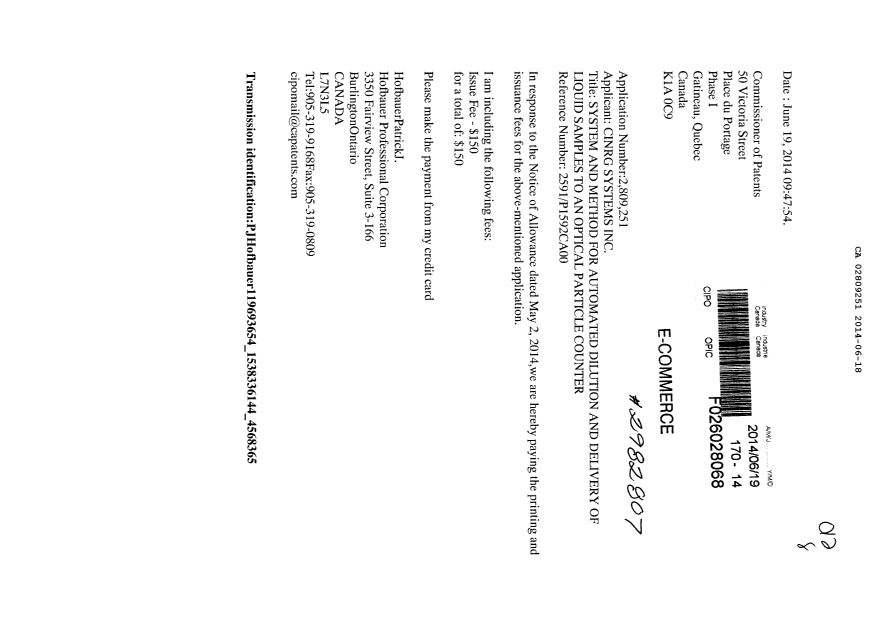 Canadian Patent Document 2809251. Correspondence 20131218. Image 1 of 1